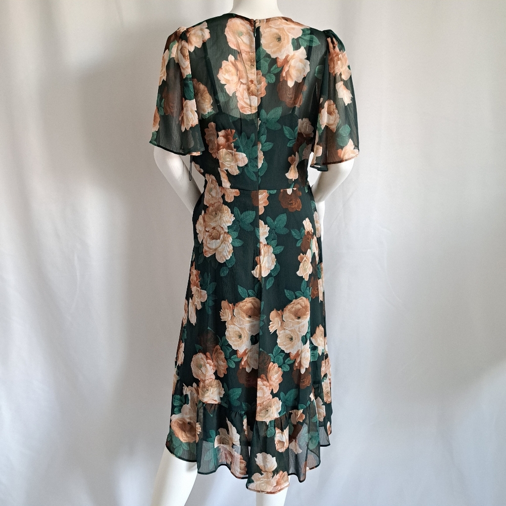 Calvin Klein Floral High-Low Dress - Black and Tan - Picture 11 of 16